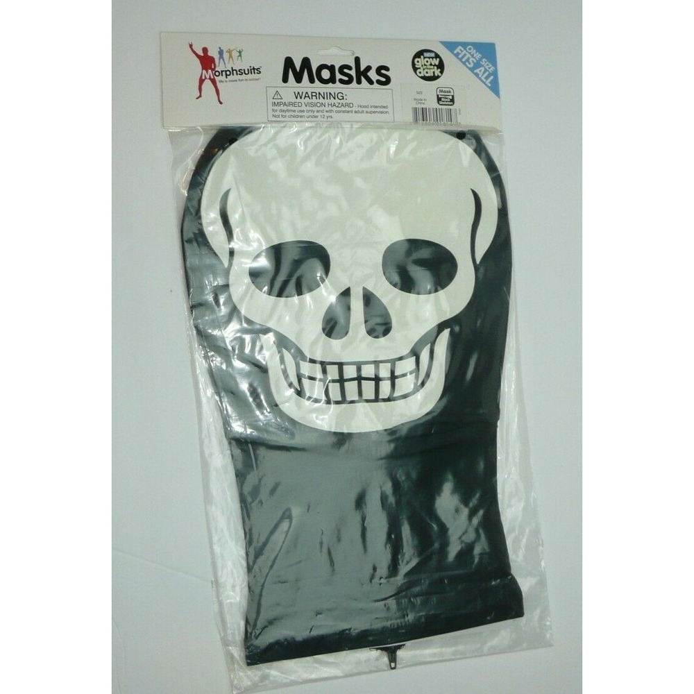 Skeleton Morphsuits Mask Glow Hood Skull Halloween Ghoul Monster Creepy Face